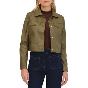 Bagatelle Trucker Jacket Faux leather. Olive green color